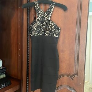 Black cocktail dress  beautiful lace top with small cutout